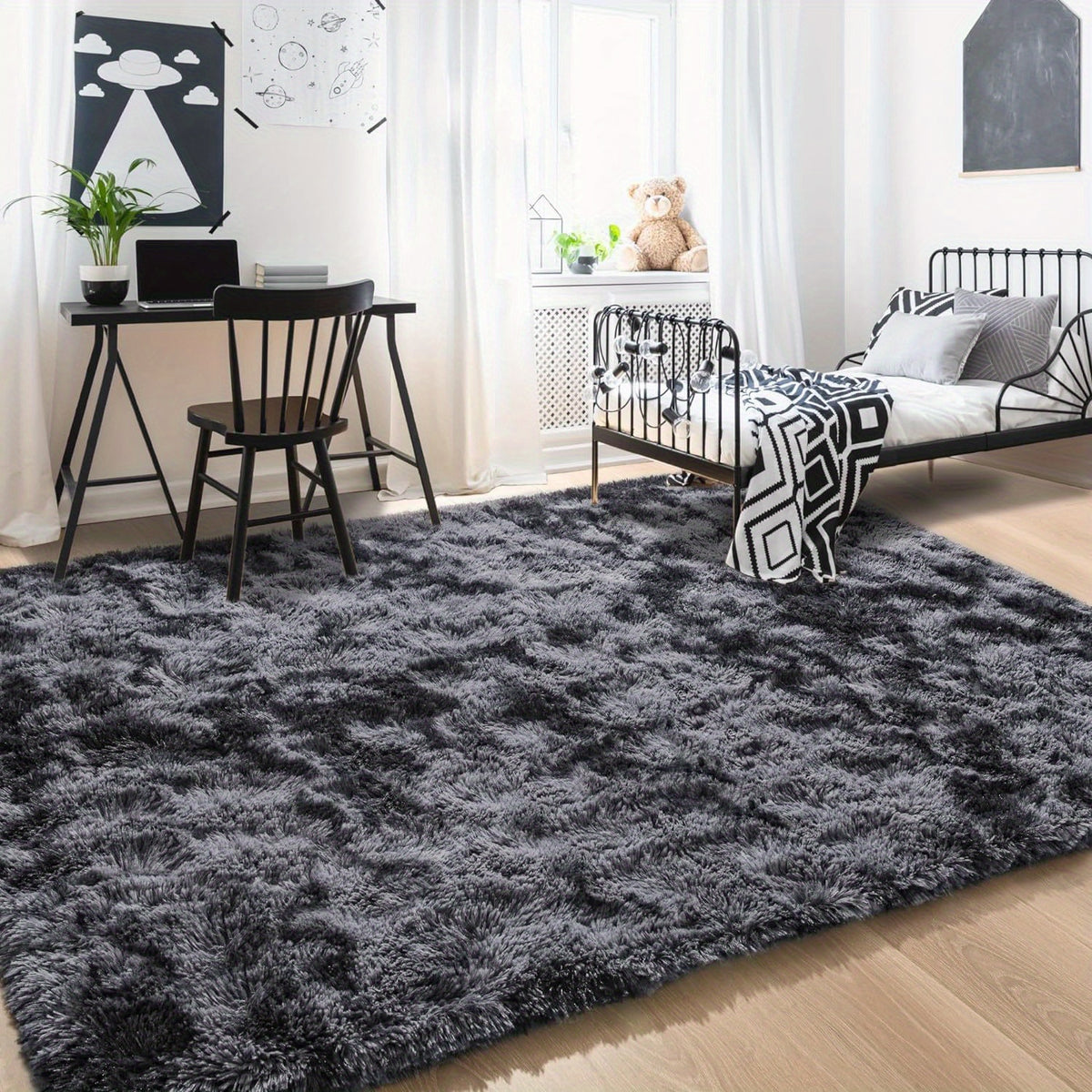6 * 9 Ft Super Soft Fluffy Rug For Interior Modern Fluffy Area Rug, Living Room, Non-Slip, Machine Washable Plush Floor Rug For Living Room, Bedroom, Home Decor, Or Room Decor
