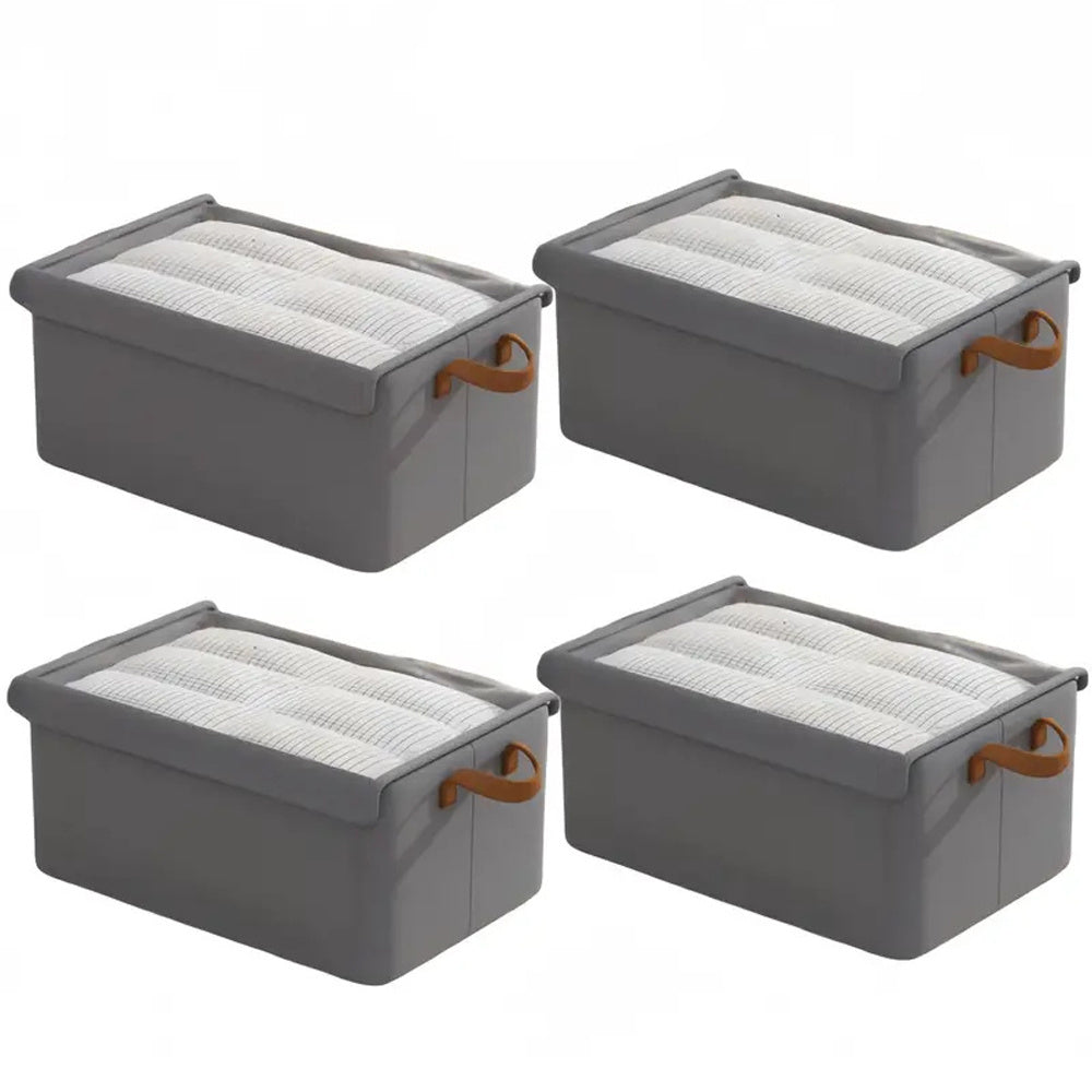 4/ 6pcs Clothes Organizer Box With Handles, Foldable Wardrobe Storage Box With Steel Frame, Stackable Sundries Storage Box With Bottom Plate, Storage Box With Transparent Visual Lid - 18.5*11.02*7.87inch