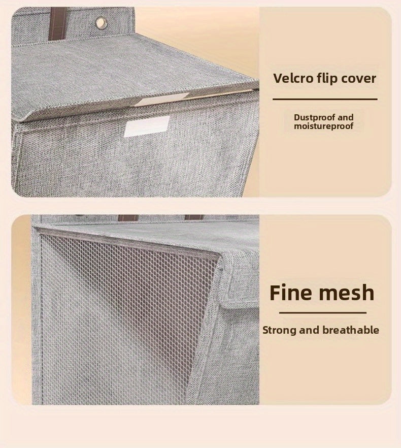 Wall Mounted Laundry Hamper with Lid, Foldable Gray Oxford Cloth Basket for Space Saving Clothes and Toy Storage in Bedrooms, Bathrooms and Living Rooms