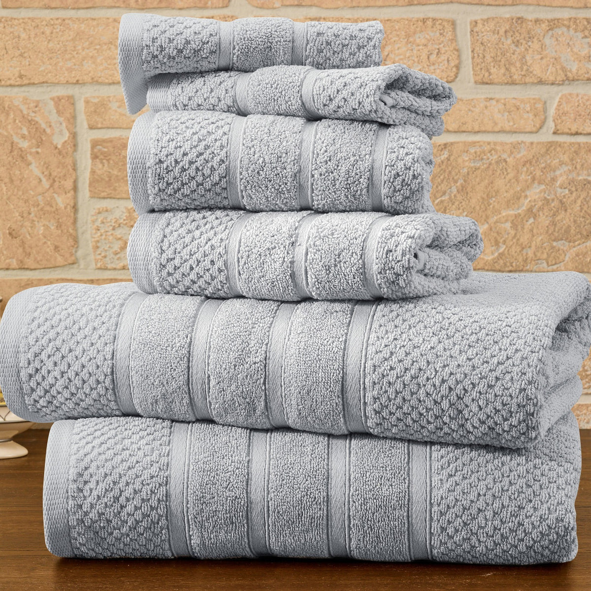 6 Piece Egyptian Cotton Towel Set . The set is made of 100 Egyptian cotton known for its softness, absorbency, and durability. These towels make an ideal complement to any bathroom whether you use it to pamper yourself or reserve it for special guests. Th