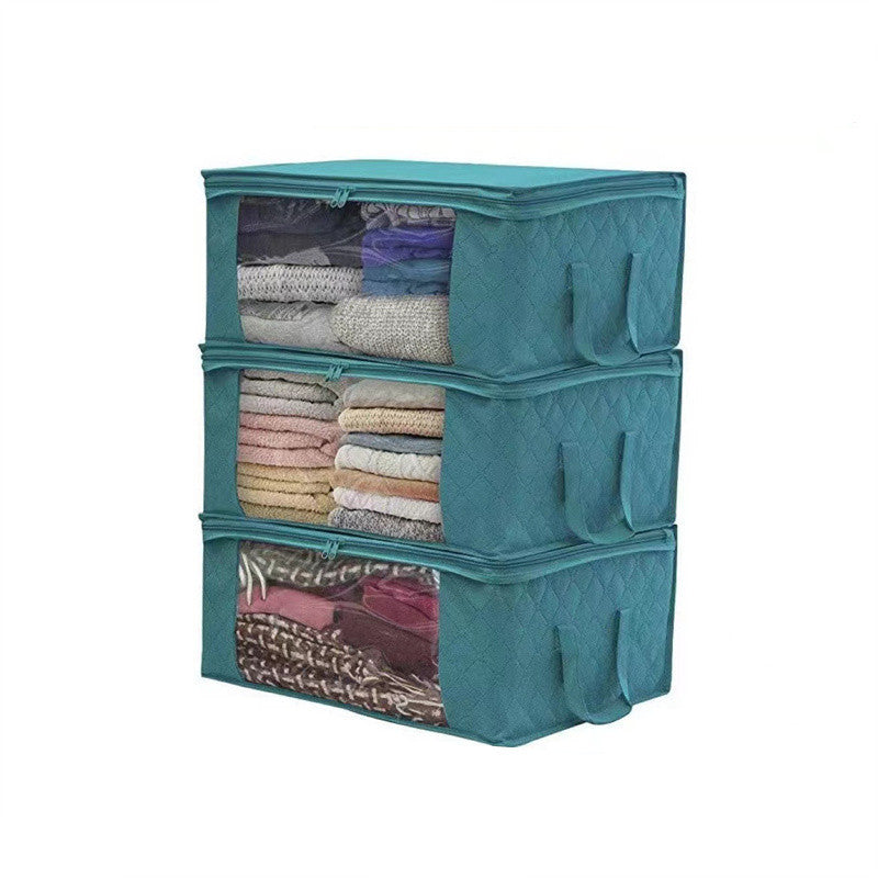 3pcs Durable Foldable Storage Bag with Reinforced Handle, Sturdy Zipper, Clear Window for Quilts, Blankets, Bed Sheets, Under-Bed Storage