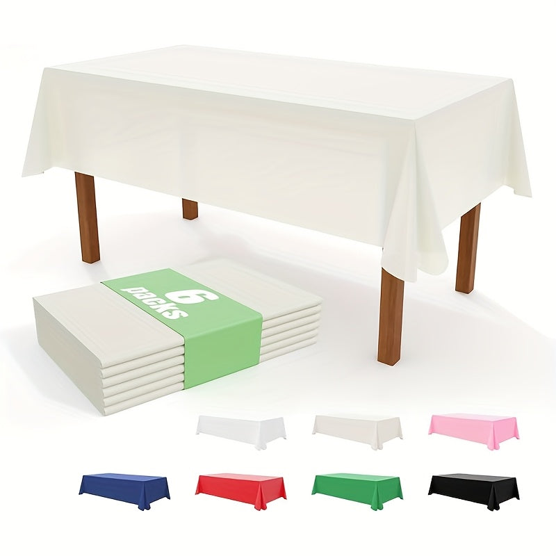 6 Pack Disposable Plastic Tablecloths 54"x72" - Vibrant Solid Colors for Indoor/ Outdoor Parties, Weddings, Birthdays, Christmas, Anniversaries & Gender Reveals - Durable Machine-Made Buffet Table Coverings, Disposable Table Cloth, Party Table