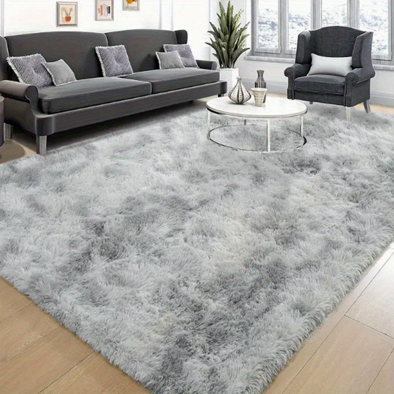 1 Luxury Rectangular Plush Rug Soft, Perfect for Living Room Sofas, Bedrooms, Home High-end Decor, Easy to Clean, Durable, Versatile, Fluffy, Tie-dye, Solid Color,, Slip-resistant, Machine Washable