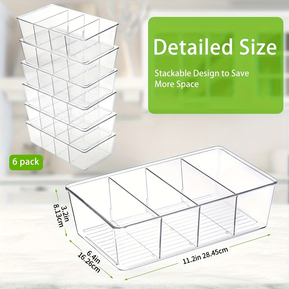 6 Packs Snack Organizers, Pantry Organizer And Storage, Clear Food Storage Organizer Bins, Plastic Fridge Organizer And Cabinet Organizer for Kitchen, Condiment, Pouches Food, Packets Spices, for Halloween And Christmas