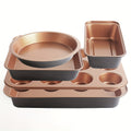 Stackable Nonstick Bakeware, Space-Saving Baking Pan Collection with 2, 5 or 10-Piece Options in Black or Golden for Cakes, Cookies and Home Baking