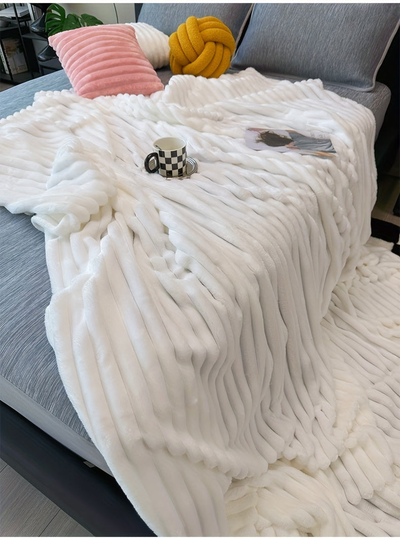Ultra-Soft Thick Fleece Blanket | Multi-Color, 3D Faux Rabbit Fur, Double-Sided, Ideal for All Seasons, Home, Office, Travel, Camping, Gift for All Occasions