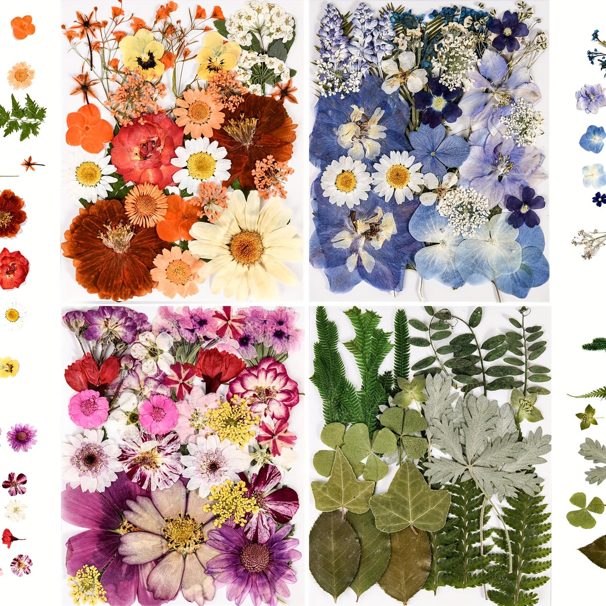 110pcs Vibrant Dried Flowers And Leaves Set - Nature-Inspired Decoration Kit for DIY Crafts, Phone Case, Resin Jewelry, Candles, Scrapbooking And More
