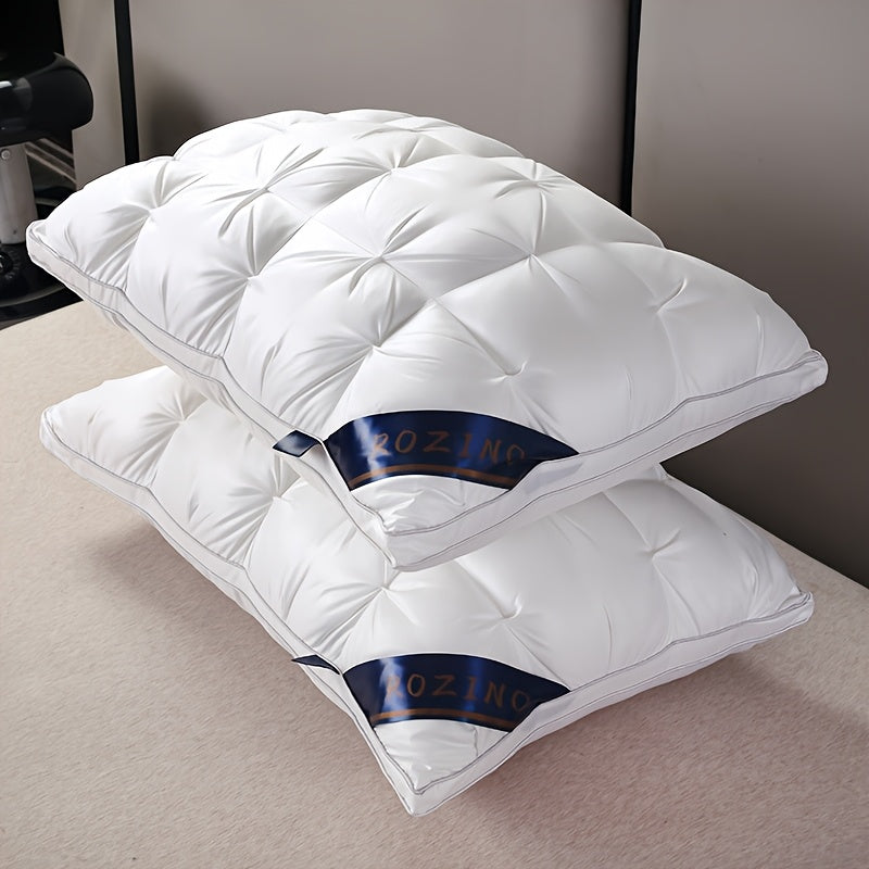 1/2pcs Luxury Hotel-Quality Pillows, Queen Size High Resilience Plush Fill, Soft Comfortable for Deep Sleep. Ideal for Side Back Sleepers, Breathable Cooling, All-Season Use, Machine Washable, Hypoallergenic Plush Cover, Cooling