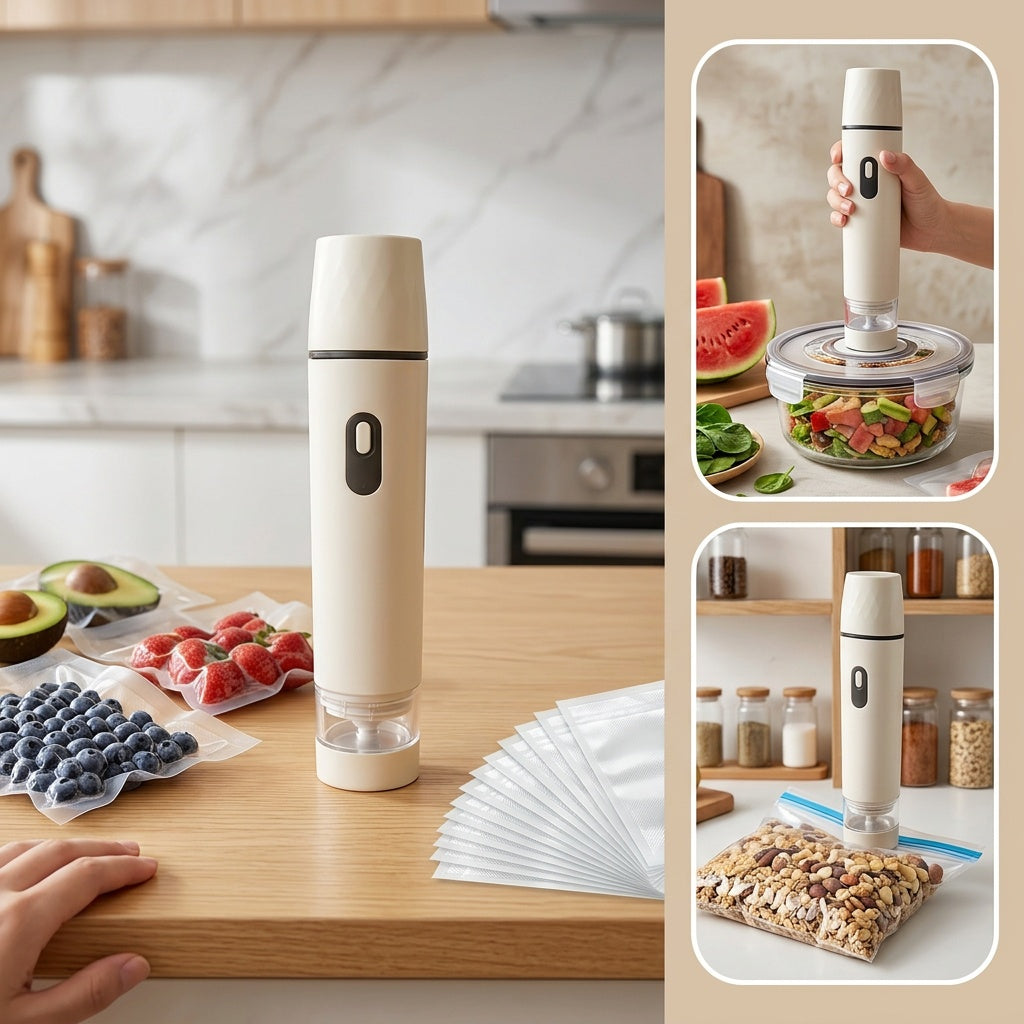 for food Vacuum Sealer (Vacuum Machine + 15 Vacuum Bags) Powerful Handheld Vacuum Machine, Vacuum Sealing Machine For Food Storage, Vacuum Preservation Device, Portable for food Vacuum Machine, Vacuum Sealer