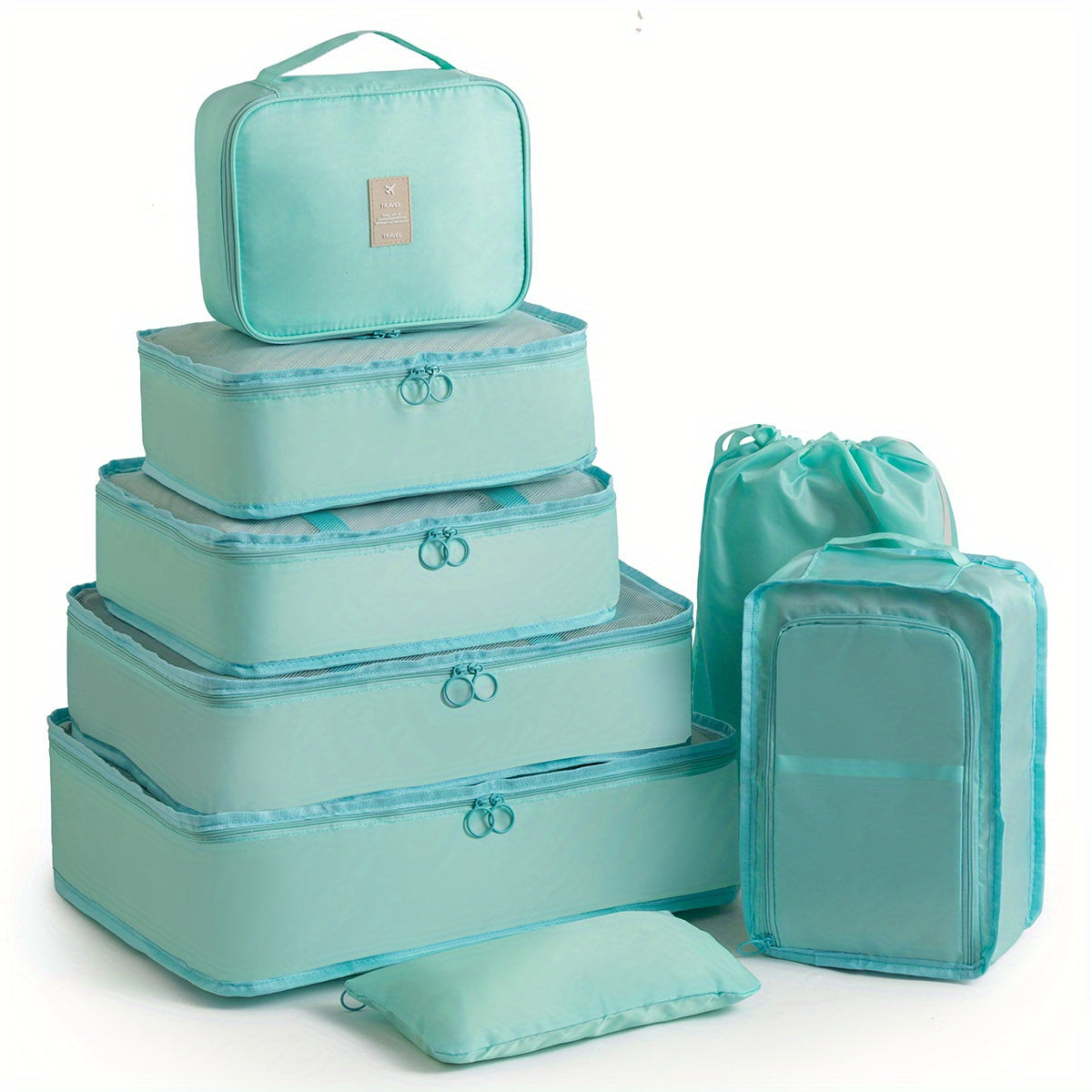 8pcs/ Set Packing Cubes for Suitcases, Travel Luggage Packing Organizers, Closet Storage, Under-Bed Storage, Storage Trunks, Compression Storage Shoe Bag, Clothing Underwear Bag, for Man & Women, Under-Bed Storage