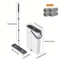 Microfiber Flat Mop and Bucket Set with Wringer, Slim Storage Bucket and Swivel Head with 2 or 4 Washable Pads for Floor and Window Cleaning
