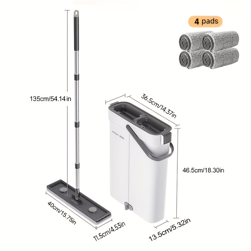 Joybos Mop And Bucket Set with Wringer | Flat Mop with Washable Microfiber Pads And Long Handle, Suitable for All Floor Types And Windows, Ideal for Home Use, Living Room, Bedroom, Bathroom, Kitchen