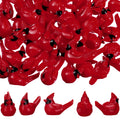 Mini Resin Cardinal Figurines 50 Pack, Tiny Red Bird Craft Figures for Christmas Wreaths, Table Centerpieces, Miniature Gardens and Holiday Decor
