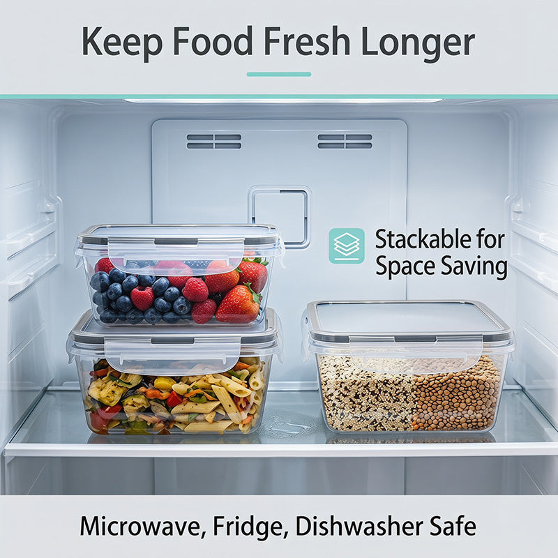 48/24pcs Food Storage Container Set, Fresh-Keeping Boxes, Easy-to-Secure Lids -  Airtight Plastic Containers, Suitable For Pantry, Travel, Outdoor Picnics, Kitchen Organization, Comes With Labels And Marker, (24/12Lids + 24/12Containers)