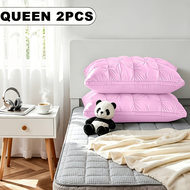 2 Luxury Hotel Quality Pillows | Deep Sleep Neck Support, All-Season, Non-Sinking High Pillow Core, Hypoallergenic Polyester, Modern Design With Soft Satin Cover, Cooling And Neck Pillow, Ideal Gift