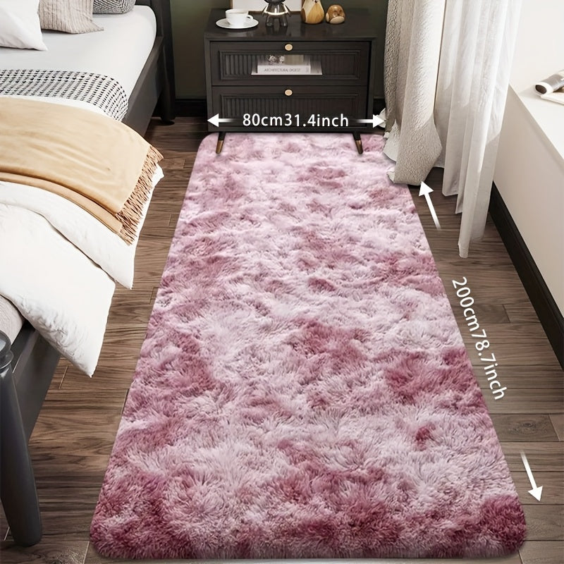 [Plush Fluffy Mat] 1pc Tie-Dye Plush Soft Interior Fluffy Mat, Modern Luxury Plush Mat, Absorbent, Non-Slip &, Suitable for Living Room and Bedroom Areas, Home Decor