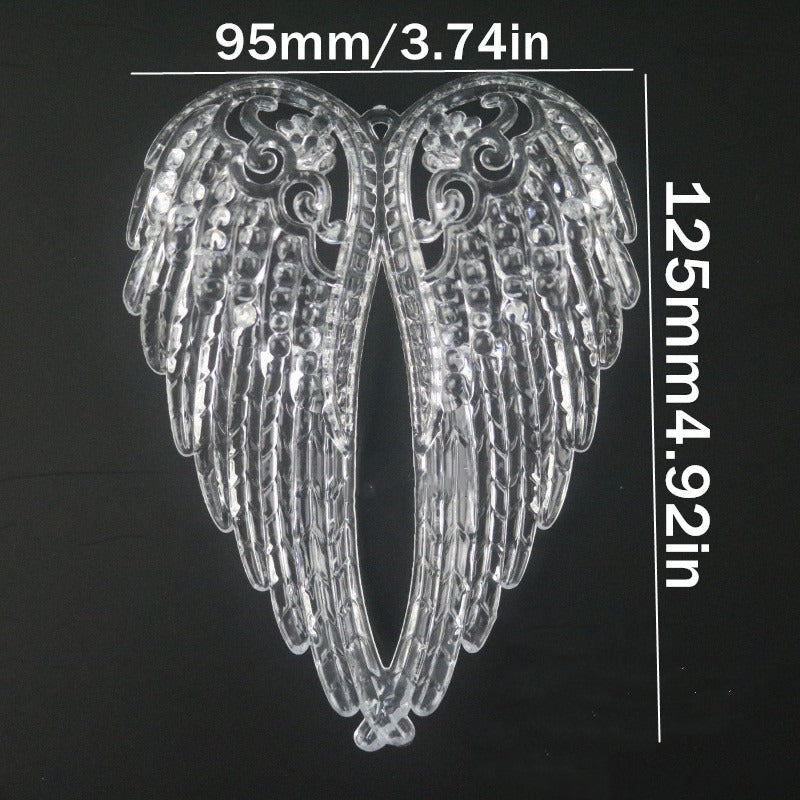 2D Flat, 5pcs Angel Wings Ornament Acrylic Crystal Tree Decorations Transparent Snowflake Ice Strip Bowknot Bird Pendants Accessories Handicraft Christmas Supplies For Home New Year Gift, Vintage Christmas Ornaments, Christmas Decorations Outdoor