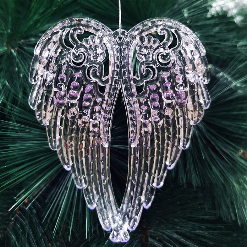 Angel Wings Christmas Ornaments, 5-Piece Transparent Acrylic Hanging Decorations for Holiday Trees, Wedding Displays and Seasonal Home Decor