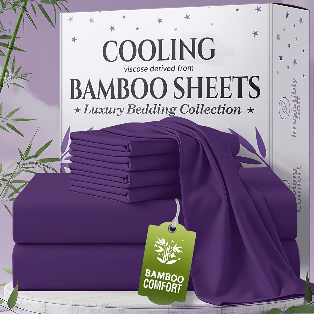 for extra Deep Pocket Bamboo Sheets Set - 4/6pcs Breathable & Cooling Bamboo Bed Sheet Set, Kid Sheet & Pillowcase Sets, Hotel Luxury, Soft Wrinkle-Free For Extra Deep Mattresses, Room Decor