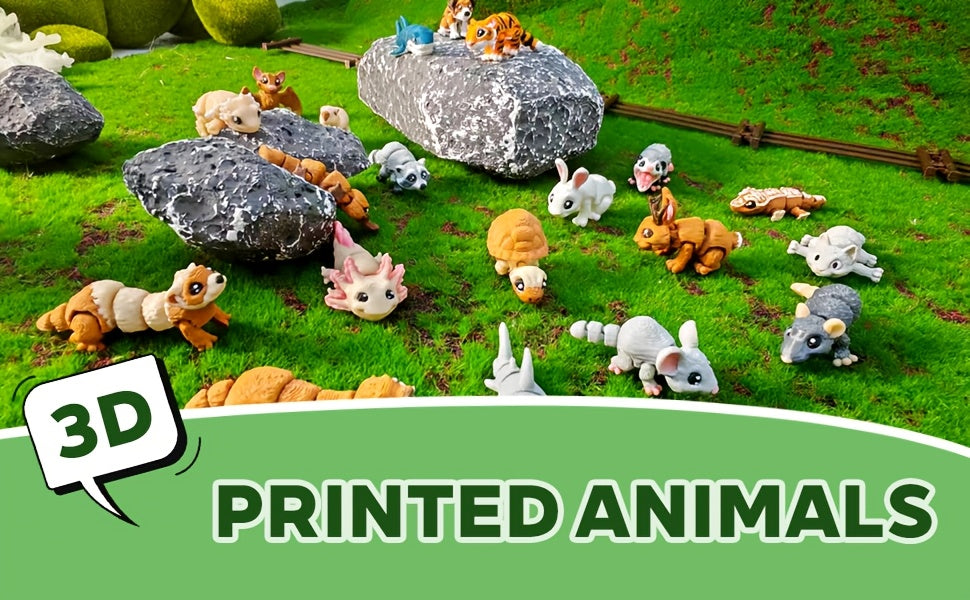 21pcs Mini 3D Printed Animal Statues - Movable Joints Realistic Collectible Figurines Set for Adults, Home Office Desk Decoration & Display(0.9-2.0inch)