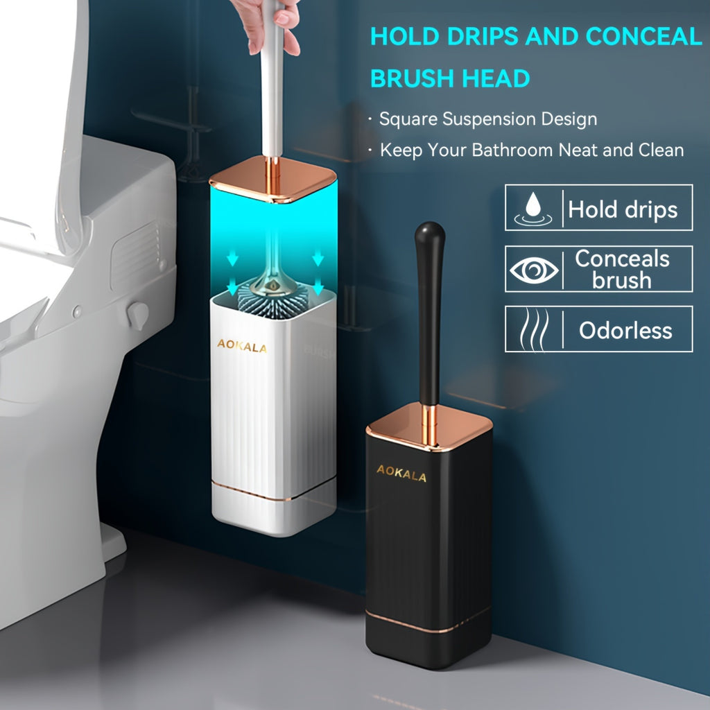1 Set Of Ergonomic Toilet Brush Set, Odor-resistant, Easy to Clean And Store, Ideal for Bathroom Essentials, Christmas Essentials