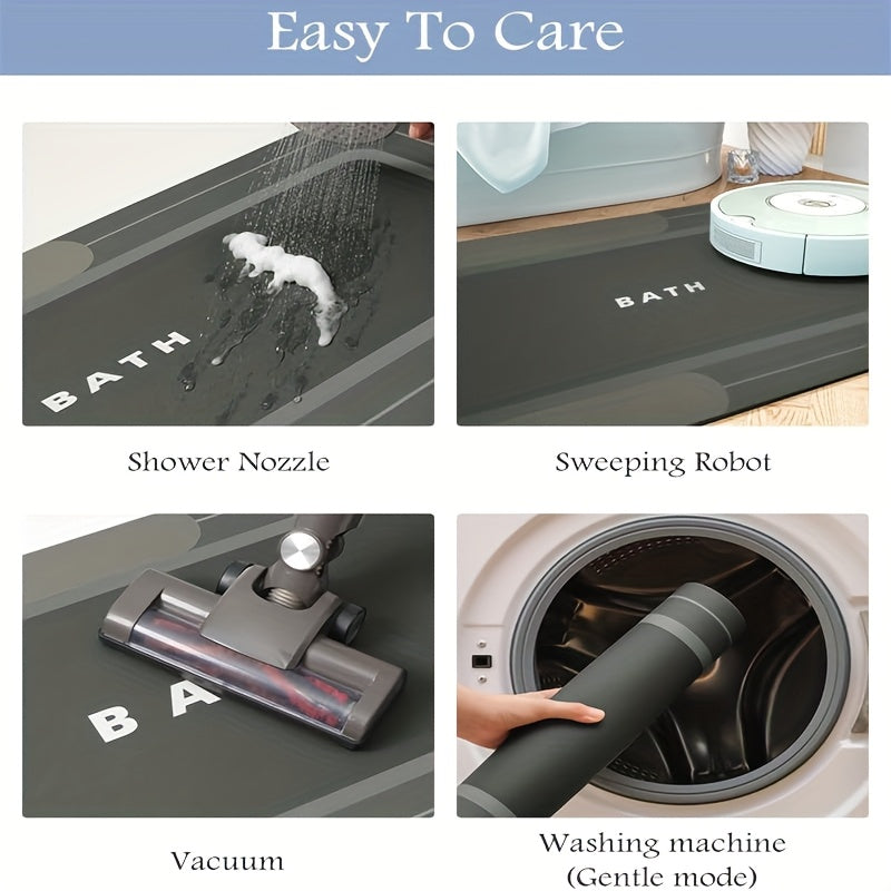 2pcs Diatom Mud Kitchen Floor Mat, Gray Wood Board Pattern Long Strip Mat, Water And Oil Absorption, Anti-slip, Machine Washable, Suitable for Bathrooms, Laundries, Corridors, And Home Decoration Carpets