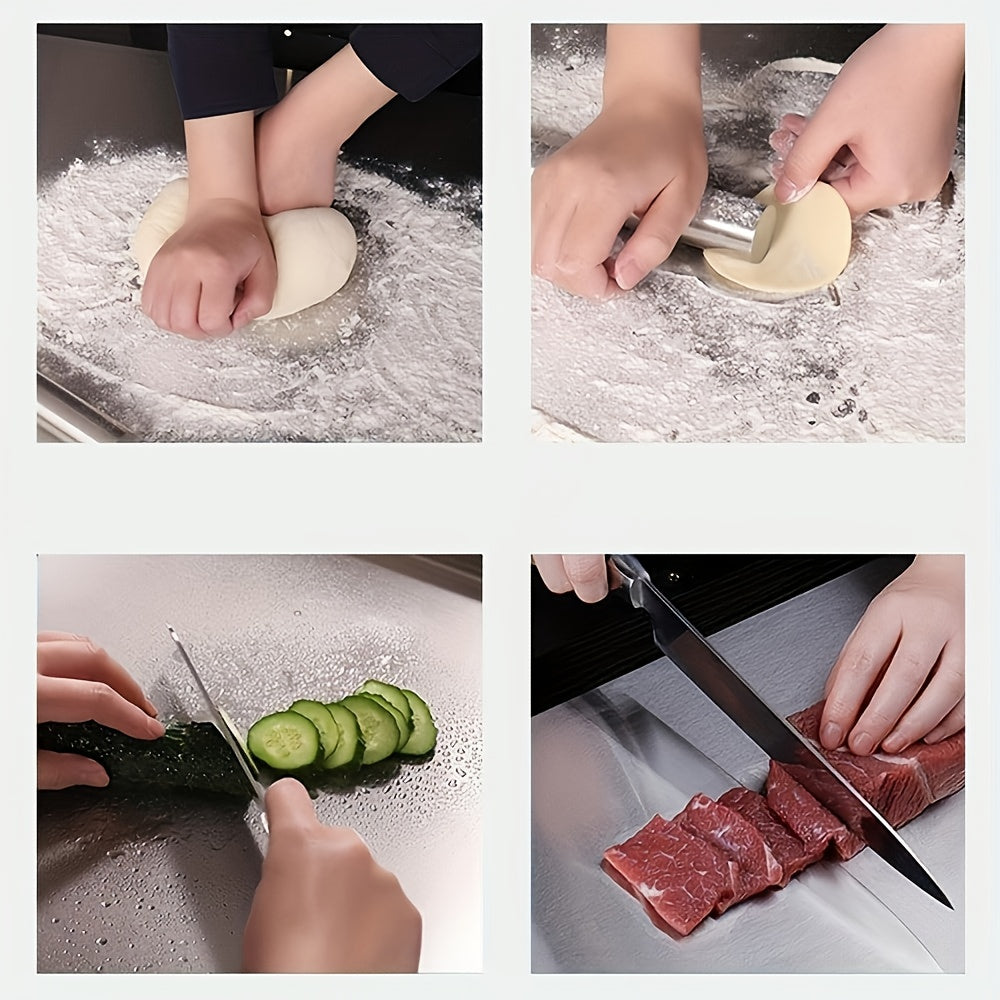 304 Stainless Steel Cutting Board Butcher Block Household Rolling Board Kitchen Supplies, Preparation, Meal Prep Tools, Modern Cutting Surface, Sleek Kitchen Tool, Rustresistant Material, for easy To Clean, Versatile Cutting Mat, Kitchen Work Surfac