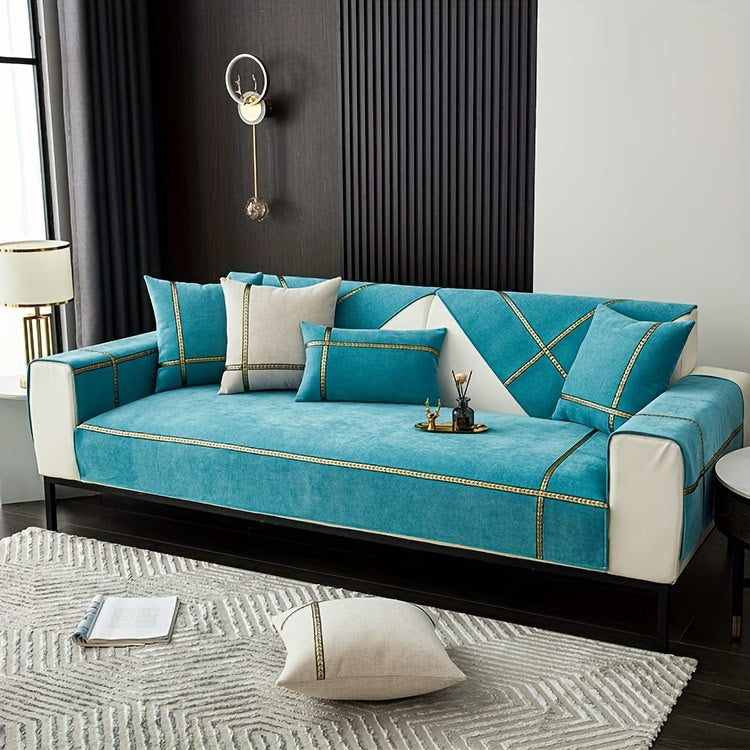 1pc of Elegant Sofa Cover, a Pet-Friendly Slipcover, Suitable for All Seasons, Made of Chenille, Designed to Protect Your Furniture in The Bedroom, Office, Or Living Room. (Pillowcases, Backrest, And Armrest Covers Are Sold Separately.)