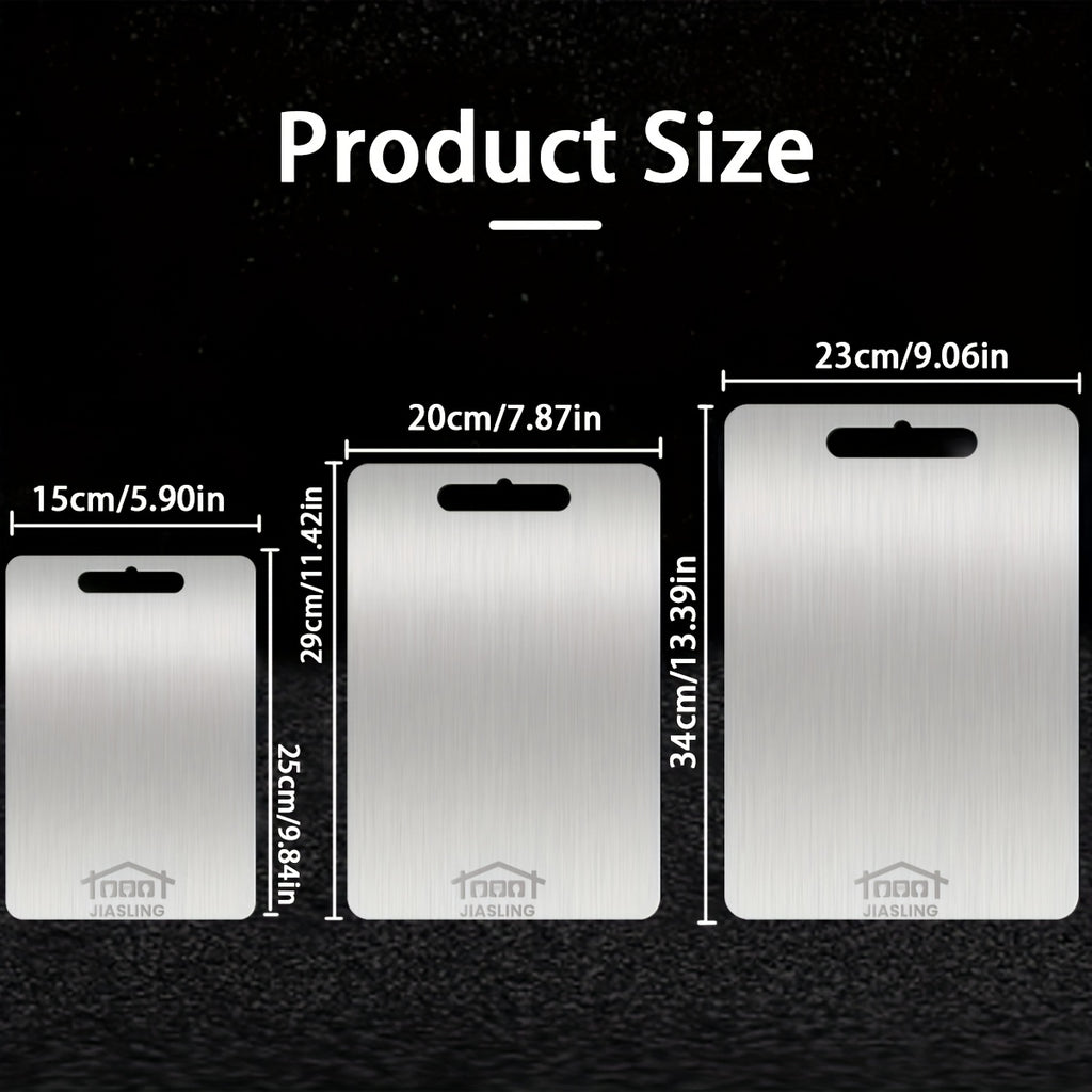 3pcs Stainless Steel Cutting Boards, Ultra-Thin Metal Cutting Boards for Kitchen, 304 Non-Stick Chopping Board for Meat Fruit And Vegetables, Dishwasher Safe, Professional
