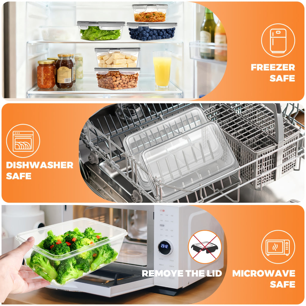 24/48/50pcs Includes 12/24/25 Containers, 12/24/25 LidsDeluxe Food Storage Container Set, High Quality - Airtight Seal, BPA-Free, Easy-Snap Lids, Stackable, Microwave Safe -, Free Labels and Kitchen Storage Marker, Perfect for Travel and Outdoor
