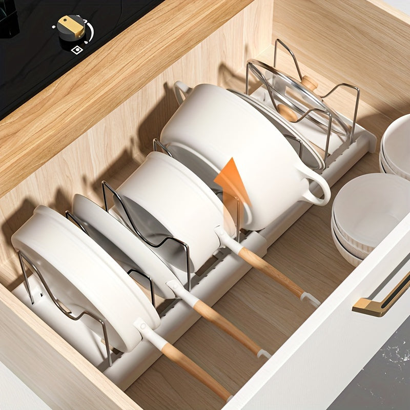 1pc Adjustable Multi-Purpose Pot Organizer Rack for Kitchen Cabinet – Expandable Pots And Pans Organizer with Adjustable Dividers – Home Kitchen Additions for Easy Storage And Organization