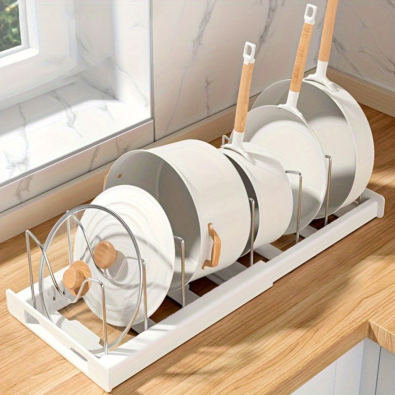 1pc Adjustable Multi-Purpose Pot Organizer Rack for Kitchen Cabinet – Expandable Pots And Pans Organizer with Adjustable Dividers – Home Kitchen Additions for Easy Storage And Organization