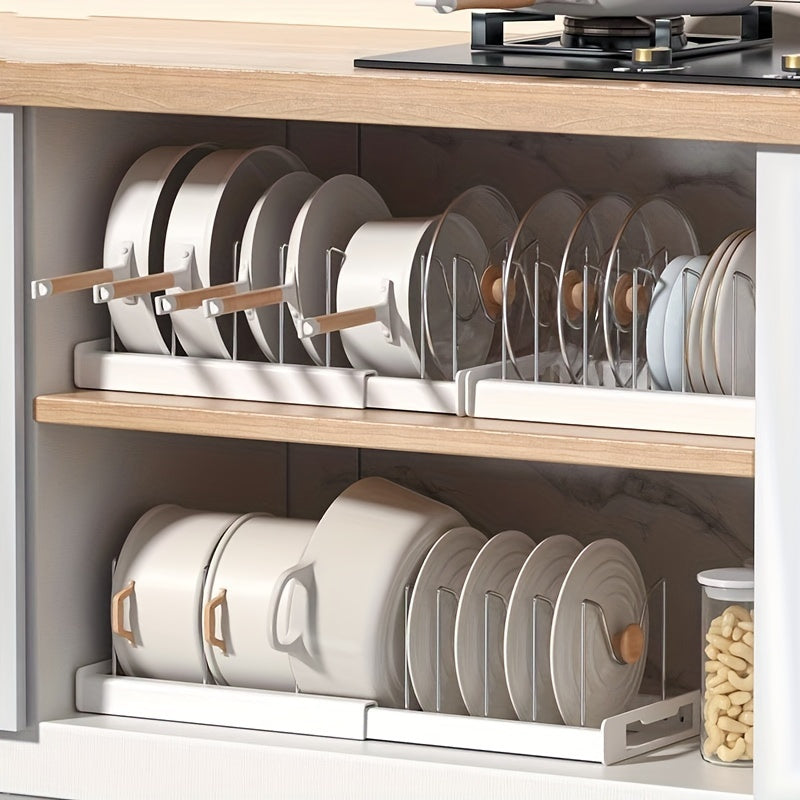 1pc Adjustable Multi-Purpose Pot Organizer Rack for Kitchen Cabinet – Expandable Pots And Pans Organizer with Adjustable Dividers – Home Kitchen Additions for Easy Storage And Organization