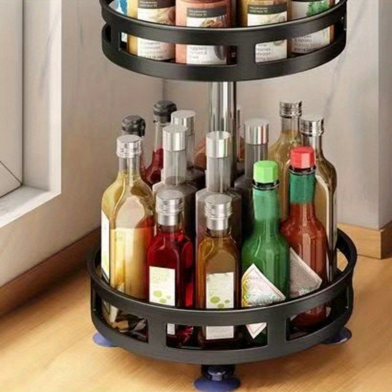 3-Layer Rotatable Kitchen Seasoning Rack, Metal Turntable, Rotatable Spice And Seasoning Storage Rack, Spice Jar Organizer for Kitchen, Kitchen Additions