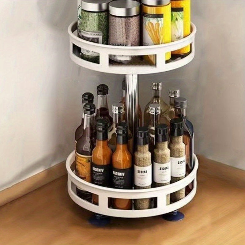3-Layer Rotatable Kitchen Seasoning Rack, Metal Turntable, Rotatable Spice And Seasoning Storage Rack, Spice Jar Organizer for Kitchen, Kitchen Additions