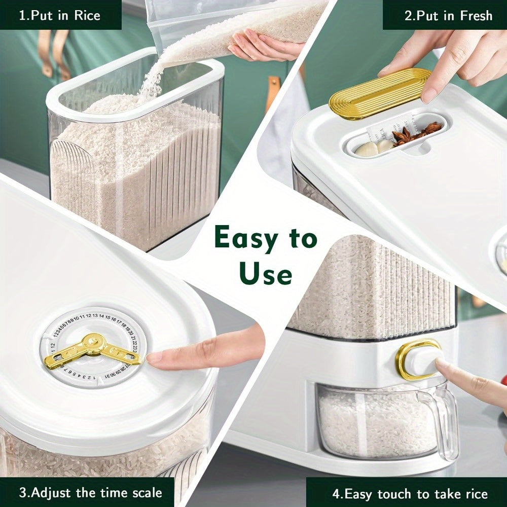 [Large Capacity Rice Container] 11/22-pound Large-capacity Rice Container Comes with A Measuring Cup And Time Markings, Perfect for Kitchen Organization And Pantry Storage Of Grains And Dry Foods