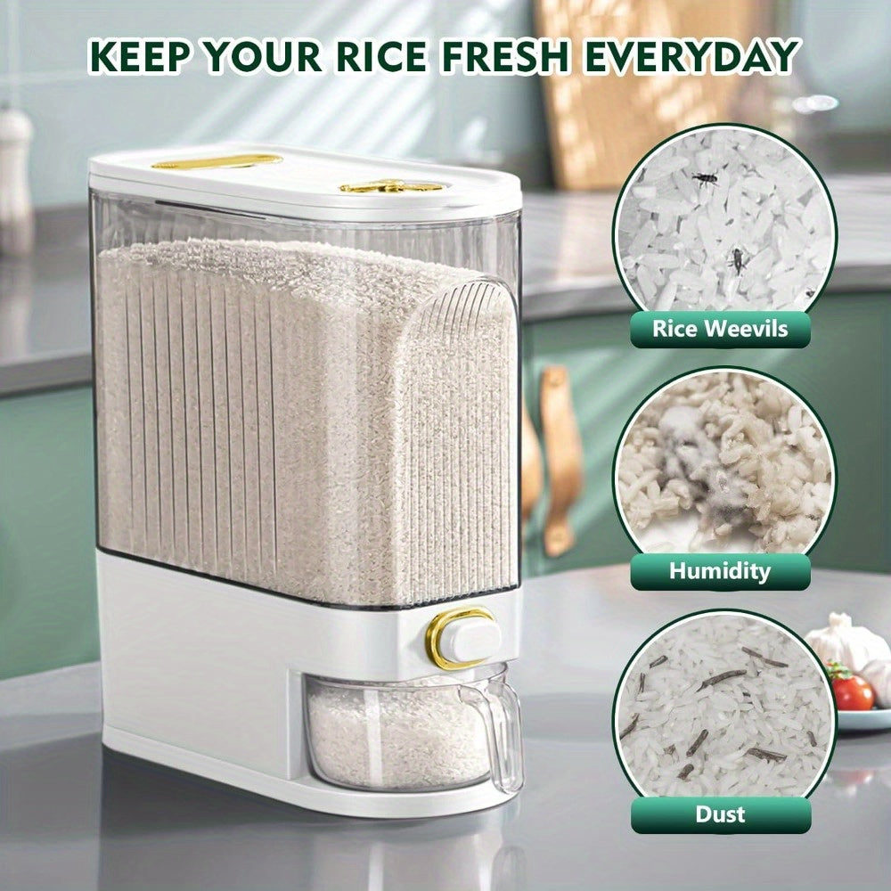 [Large Capacity Rice Container] 11/22-pound Large-capacity Rice Container Comes with A Measuring Cup And Time Markings, Perfect for Kitchen Organization And Pantry Storage Of Grains And Dry Foods