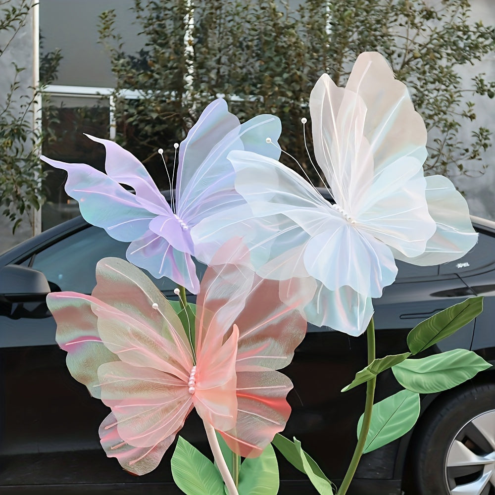 2pcs 3D Butterfly, Artificial Butterfly Wedding Decorations, Featherless, No Electricity Required, for Home, Garden, Bride, Party, All Seasonal Holiday Atmosphere, Home Decor, Outdoor Decor, Family Decor