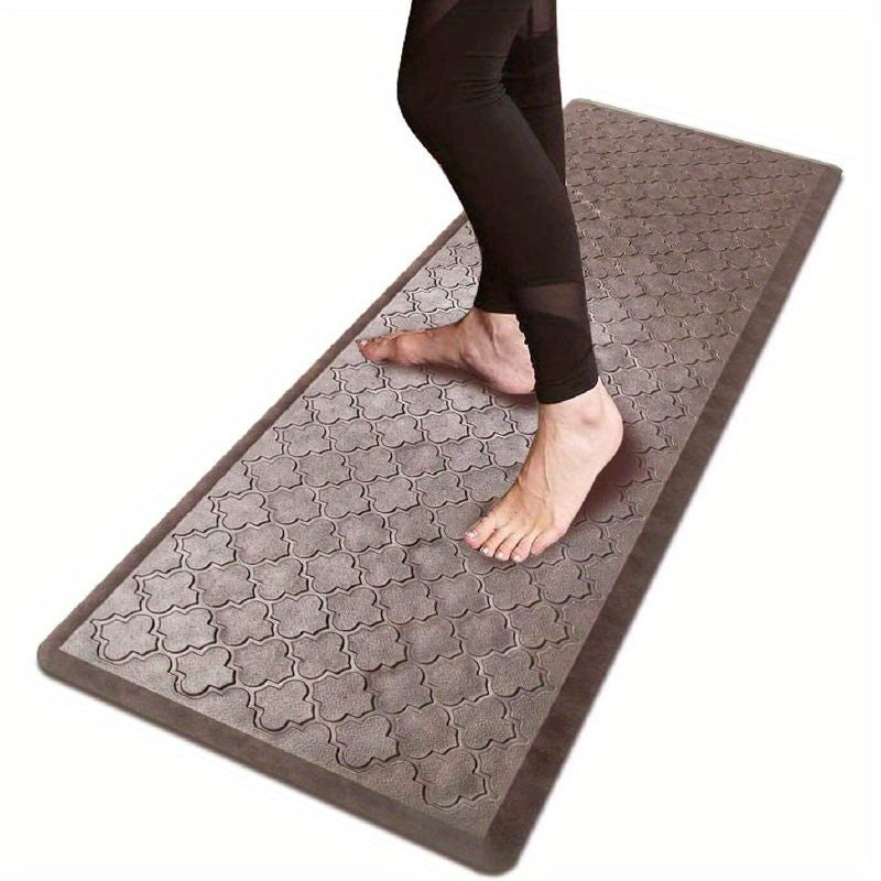 Extra-Large Cushioned Kitchen Mat Designed to Reduce Fatigue, Featuring a Non-Slip Surface. Ideal for Use in Kitchens, It Is And Suitable for Areas Like Standing Desks, Sinks, And Laundry Rooms, Available in Black