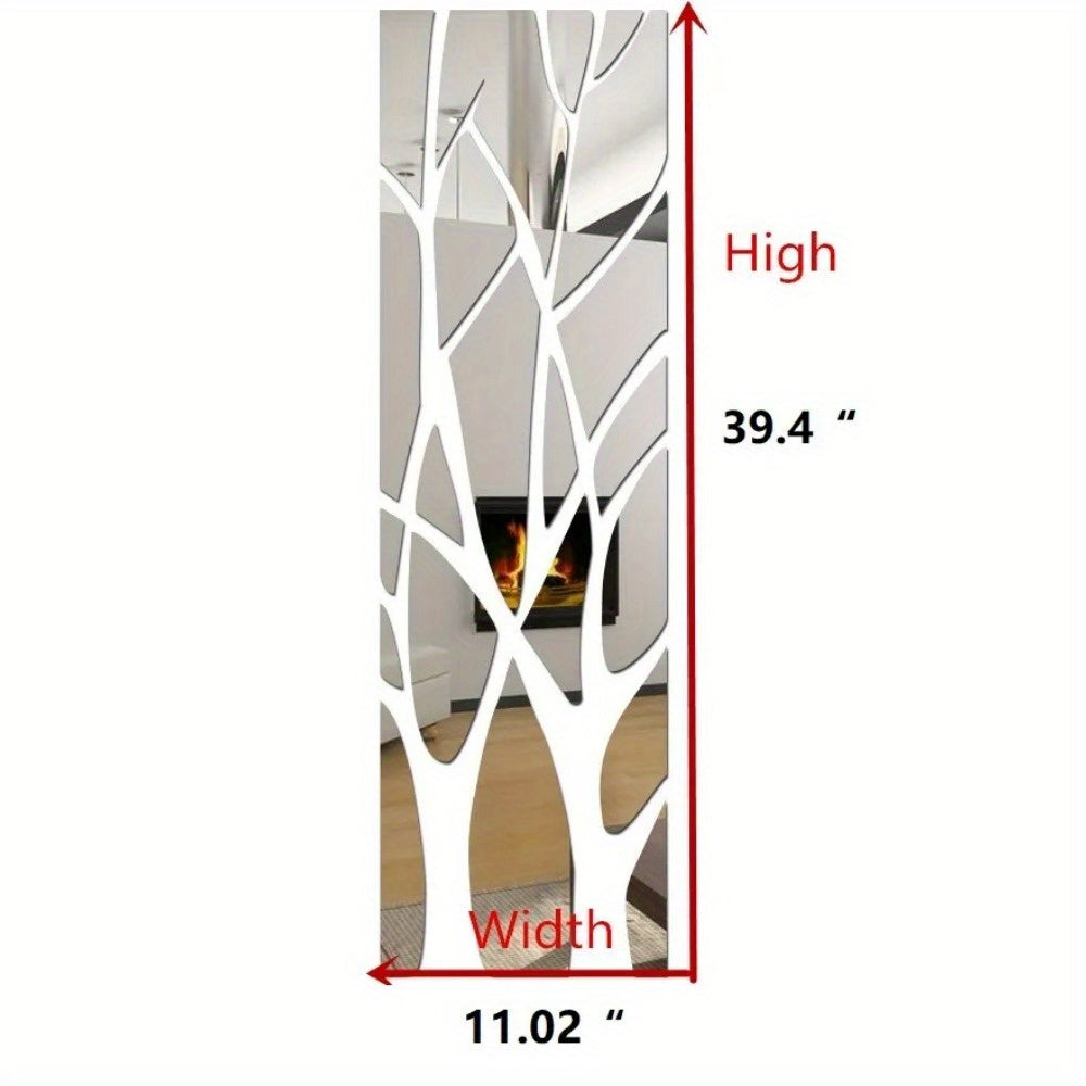Acrylic Wall Decal of a 3D Mirror Tree Design, Removable for Home Decoration