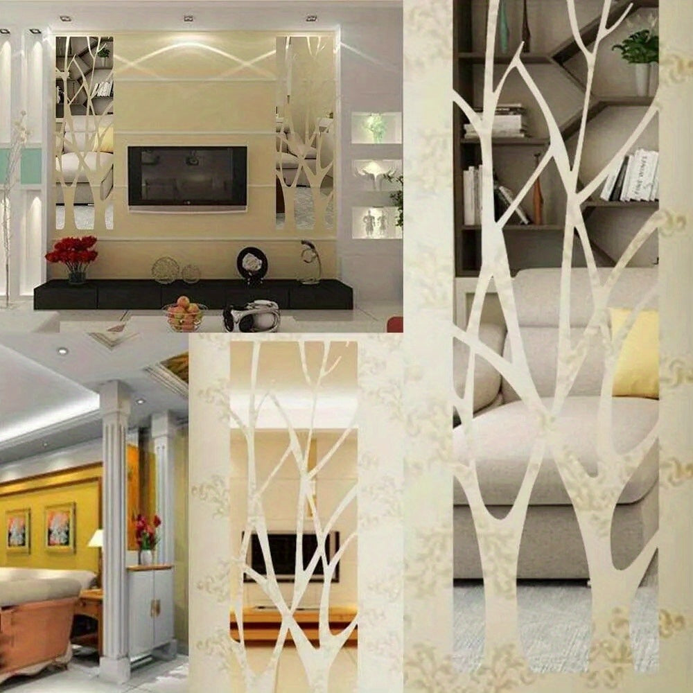 Acrylic Wall Decal of a 3D Mirror Tree Design, Removable for Home Decoration