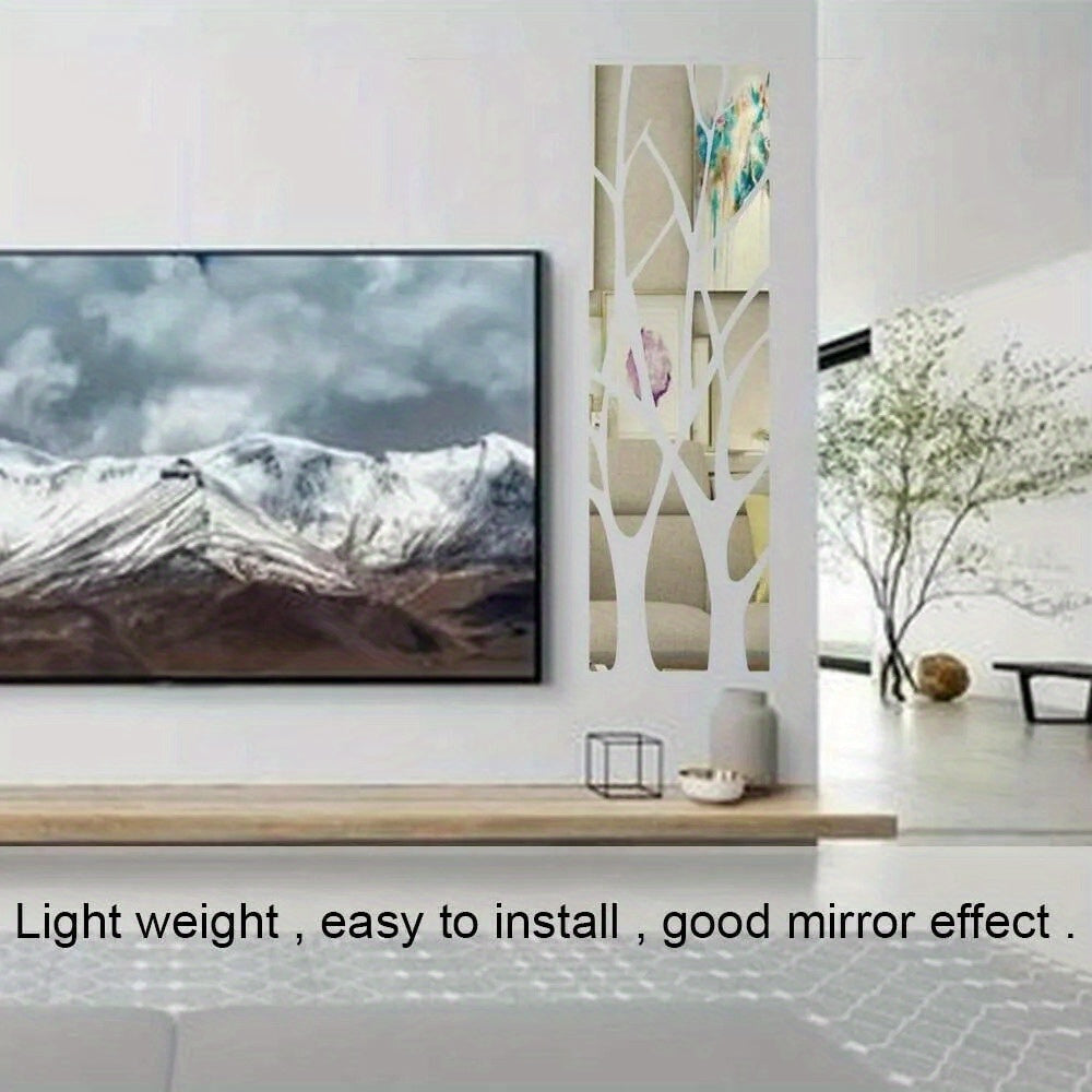 Acrylic Wall Decal of a 3D Mirror Tree Design, Removable for Home Decoration