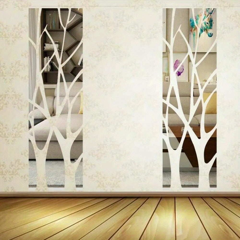 Acrylic Wall Decal of a 3D Mirror Tree Design, Removable for Home Decoration