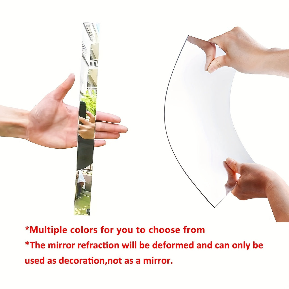 10pcs Pack, 3*25Cm/1.2*9.84In, Silver Acrylic Mirror Wall Sticker, Strip Self-Adhesive Wall Decals, for Living Room Bedroom Bathroom Office Home, Art Wall Decoration