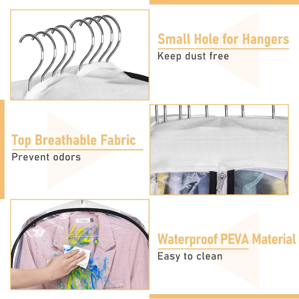 3pcs, 30-50inch Extended Transparent Clothes Storage Bag, High Quality And Very Durable, Used for Valuables Storage, for Wardrobe Storage, Suit Bagging, Hanging Clothes Storage Bag, for Shirts, Coats, to Ensure That The Clothes Are Neat And Clean