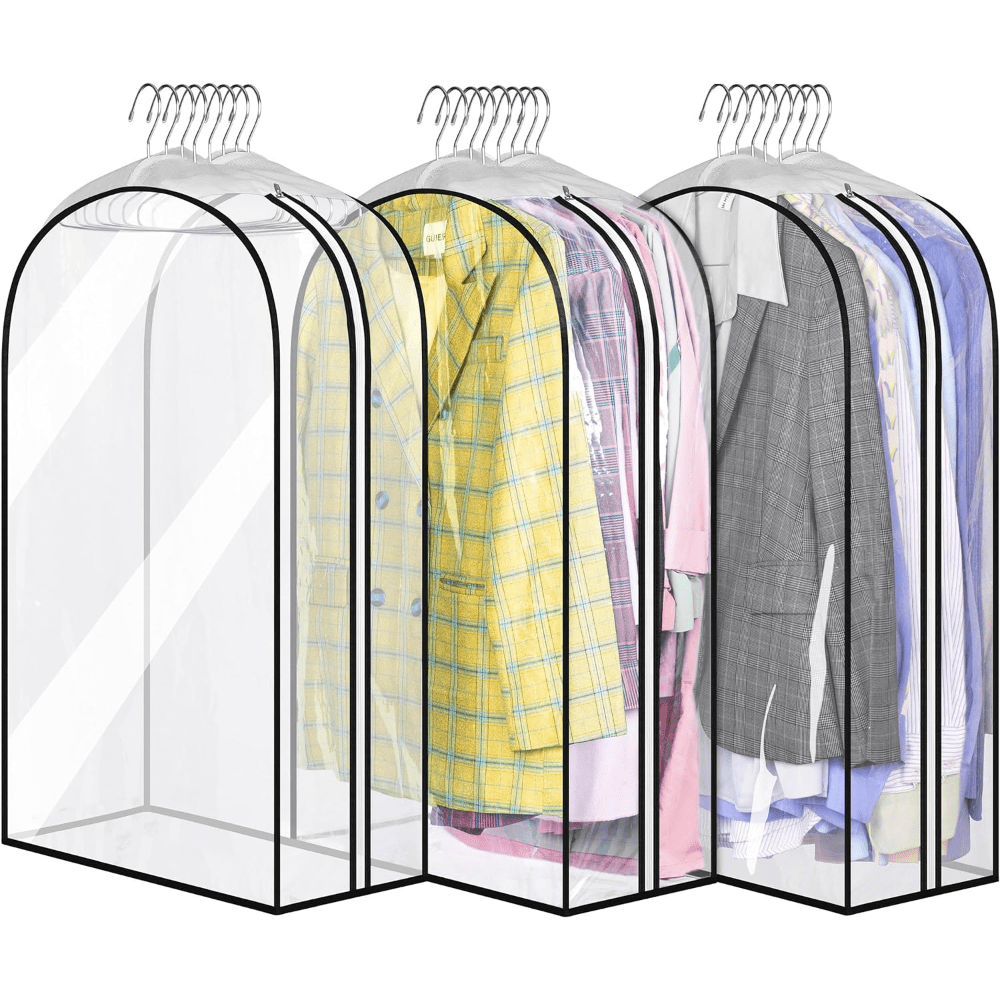 3pcs, 30-50inch Extended Transparent Clothes Storage Bag, High Quality And Very Durable, Used for Valuables Storage, for Wardrobe Storage, Suit Bagging, Hanging Clothes Storage Bag, for Shirts, Coats, to Ensure That The Clothes Are Neat And Clean