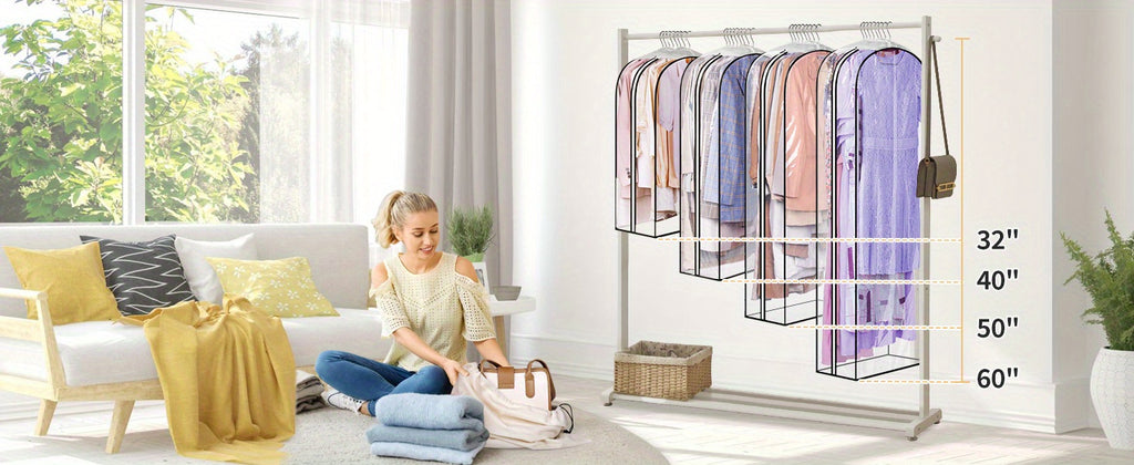 3pcs, 30-50inch Extended Transparent Clothes Storage Bag, High Quality And Very Durable, Used for Valuables Storage, for Wardrobe Storage, Suit Bagging, Hanging Clothes Storage Bag, for Shirts, Coats, to Ensure That The Clothes Are Neat And Clean