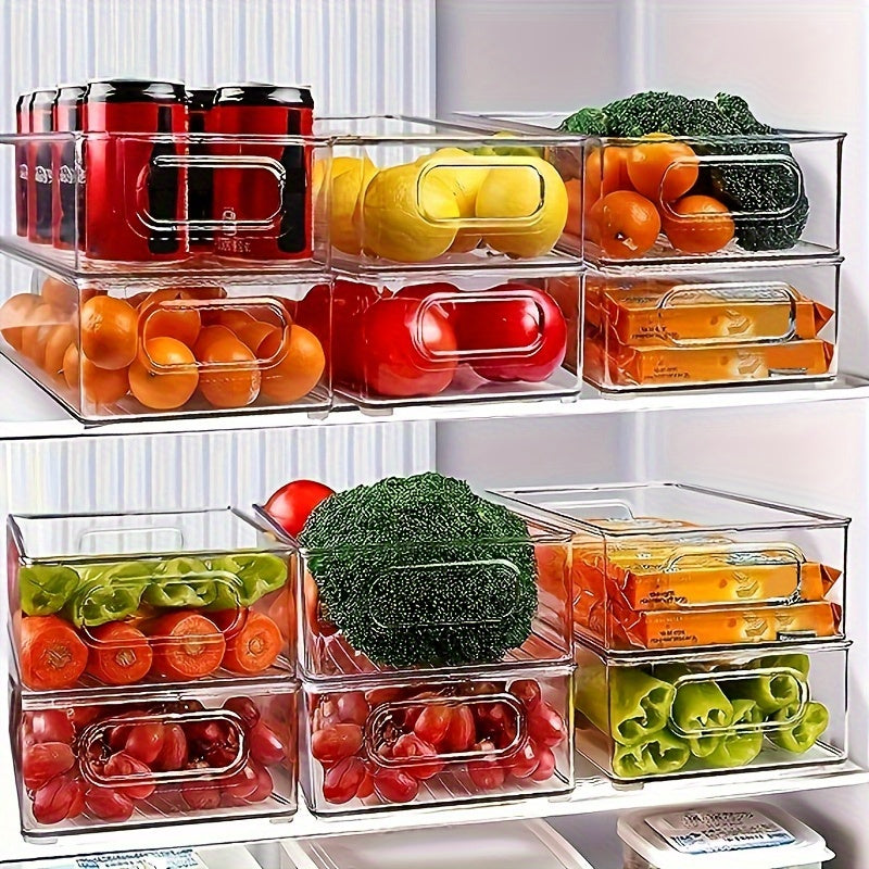 6pcs Of 1 Set, Refrigerator Organizer Bins, Food Storage Bins for Fridge, Freezer, Kitchen Cabinet, Pantry Organization, Fridge Organizer, for Kitchen, Bathroom And Bedroom, 10" Long, Transparent, Home Supplies Eid Al-Adha Mubarak