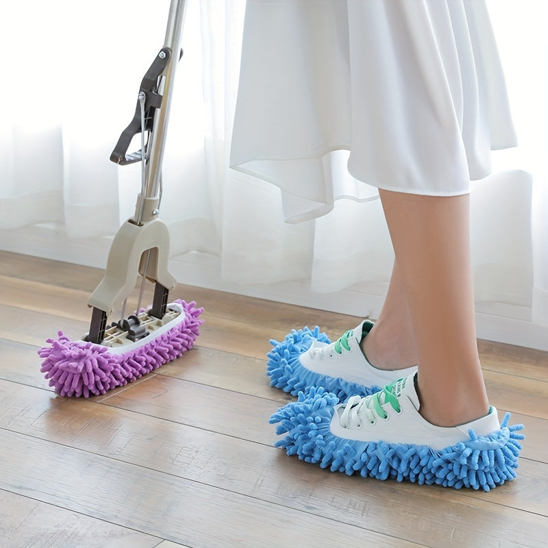 Lazy Mop Slippers Reusable Detachable Washable Chenille Dust Mop Shoes Cover for Floor Cleaning No Electricity Household Cleaning Tool for Living Room Bedroom Halloween Christmas Gifts