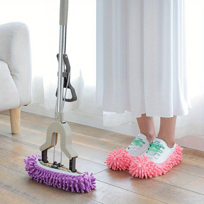 Lazy Mop Slippers Reusable Detachable Washable Chenille Dust Mop Shoes Cover for Floor Cleaning No Electricity Household Cleaning Tool for Living Room Bedroom Halloween Christmas Gifts